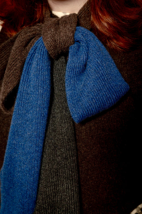 CAOL Slim Colour Block Cashmere Scarf - Elderberry