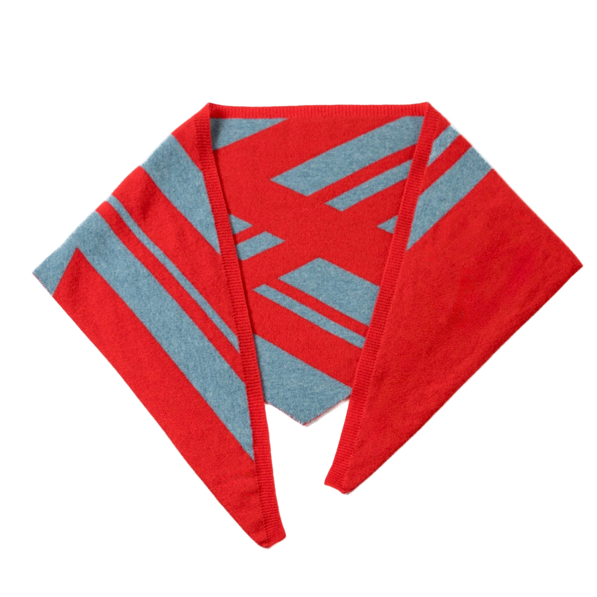 Red and blue check triangle scarf.