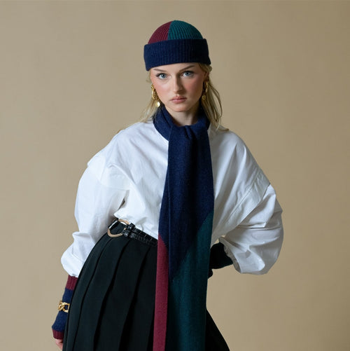 AD Colour Block Cashmere Beanie - Fig