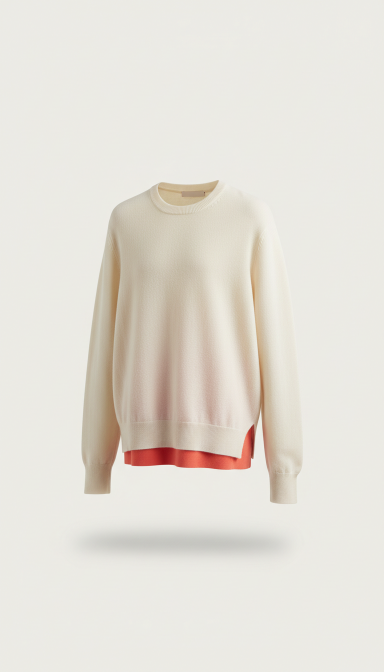 Ivory Crewneck Cashmere Sweater
