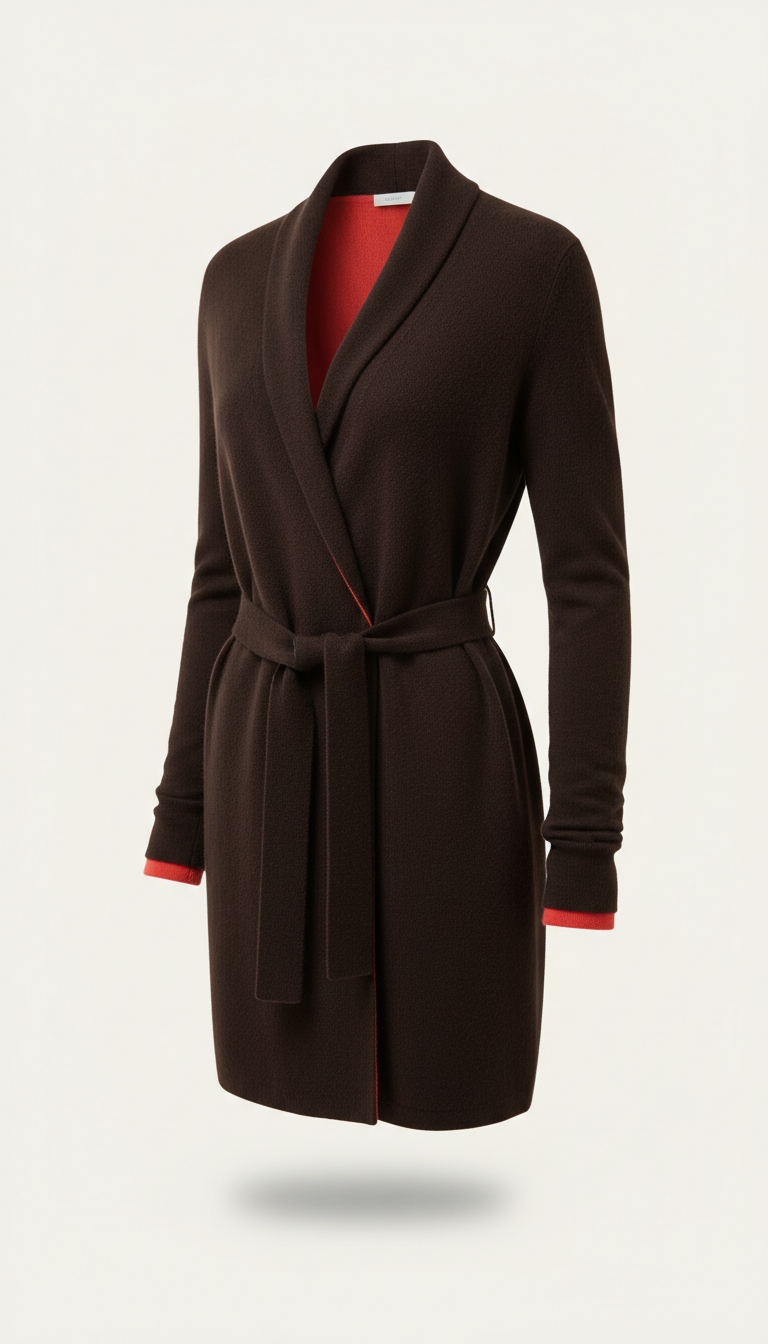Espresso Belted Cashmere Cardigan