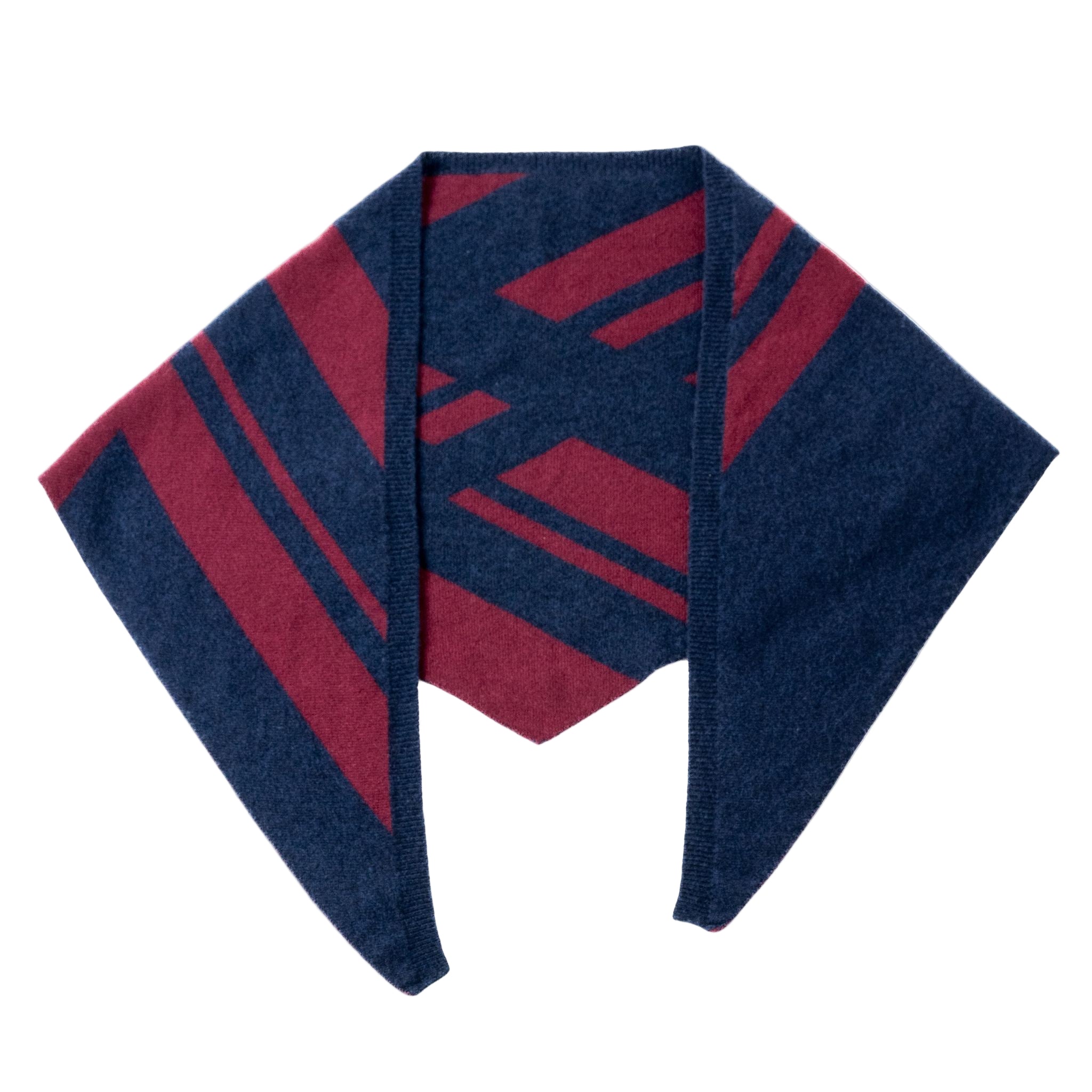 Navy and burgundy check triangle scarf.